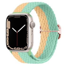 Apple Watch Watchband Adjustable Nylon Braided For Apple Watch7 Strap (Option: Two Tone Green With Yellow-38\40\41mm)