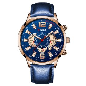 Fake Three Eye Luminous Sports Watch (Option: Rose Shell Blue Surface)