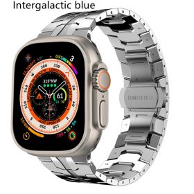 Stainless Steel Butterfly Buckle Flat And Straight Interface (Option: Intergalactic blue-49mm)