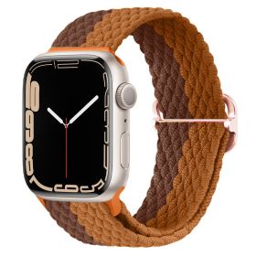 Apple Watch Watchband Adjustable Nylon Braided For Apple Watch7 Strap (Option: Double Color Brown With Coffee-38\40\41mm)