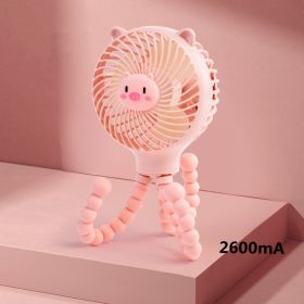 Stroller Octopus Small Fan Handheld Usb Silent Charging Large-capacity Stroller For Baby (Option: Pink-Style B)
