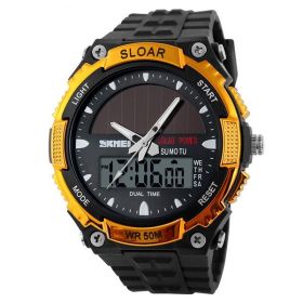 Time Beauty Men's Fashion Solar Watch Waterproof Electronic (Color: Gold)
