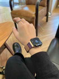 Lychee Leather Back Buckle Magnetic Strap (Option: Grape purple-42x44x45mm)