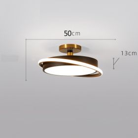 Bedroom Light Nordic Simple Modern Light Luxury Creative Round Led Ceiling Light Restaurant Designer Master Bedroom Room Light (Option: Electrodeless Dimming-50cm Black Gold)