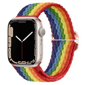 Apple Watch Watchband Adjustable Nylon Braided For Apple Watch7 Strap (Option: Colorful Rainbow-38\40\41mm)