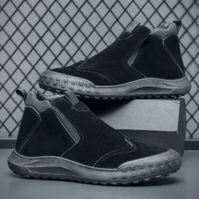 New Side Zipper Men's Waterproof Work Shoes (Option: Black-41)