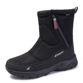 Thickened Snow Boots Couple Fleece Warm Outdoor Walking Climbing Shoes Winter (Option: All Black Bottom-44)