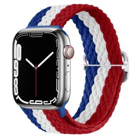 Apple Watch Watchband Adjustable Nylon Braided For Apple Watch7 Strap (Option: Blype Blue, White And Red-42\44\45\49mm)