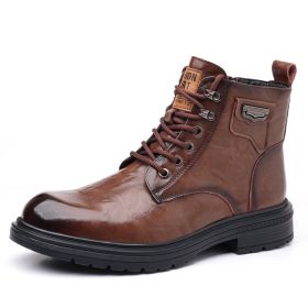 Fashion Haulage Motor Boots Booties (Option: Brown With Velvet-40)