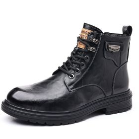 Fashion Haulage Motor Boots Booties (Option: Black Plus Velvet-40)
