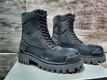 Men's Fashion Casual Round Head Mid-calf Viscose Dr Martens Boots (Option: Black-43)